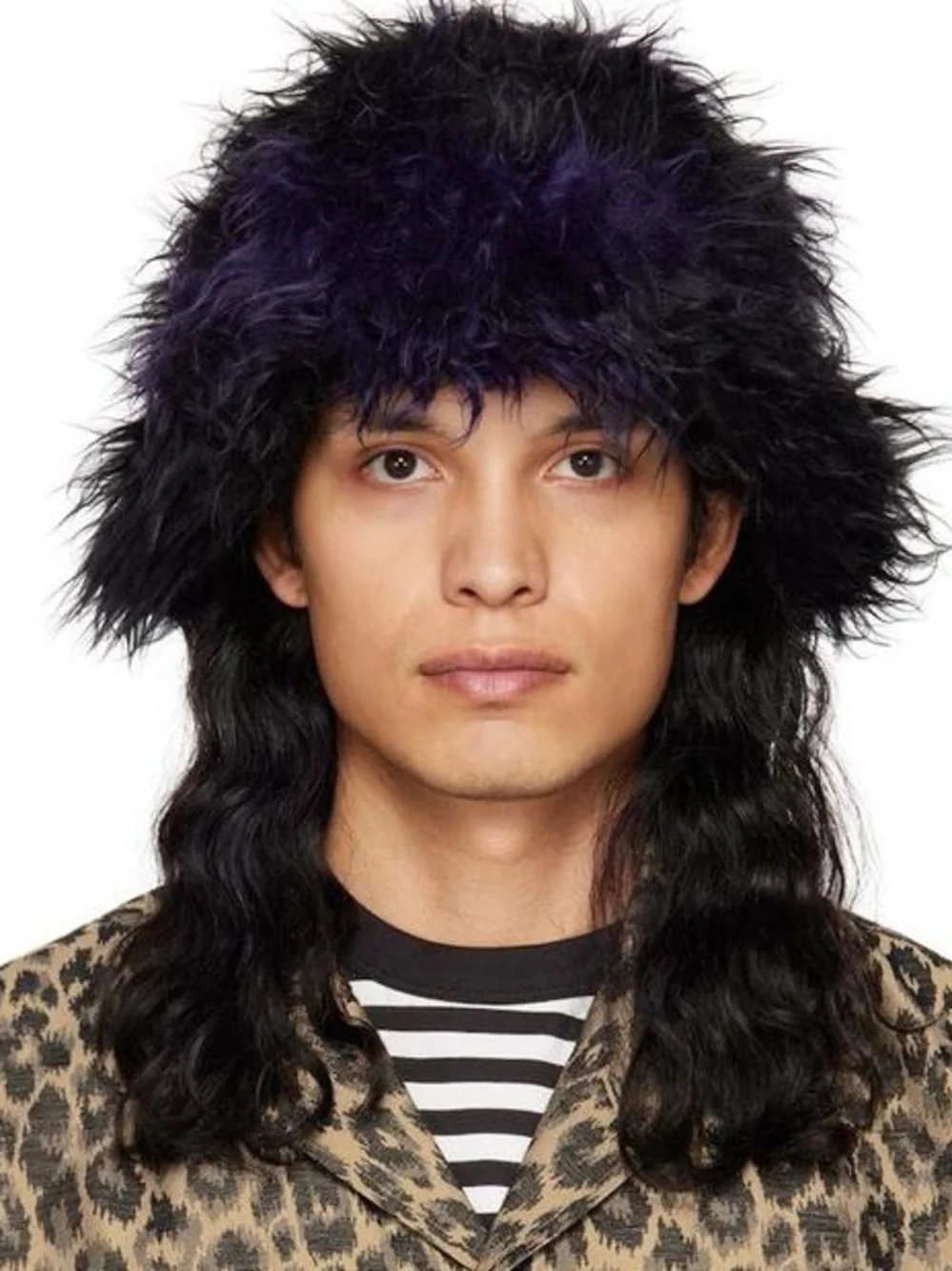 Needles Brand Faux Fur Bucket Hat Sz LG Purple and Black NWOT